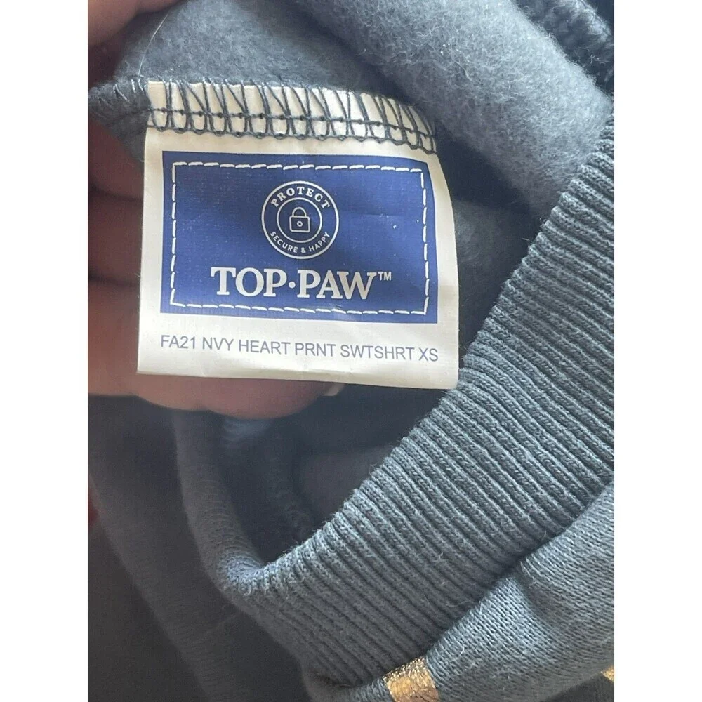 Top Paw Blue gold heart Hoodie Dog Clothes Puppy Kitten Pet XS